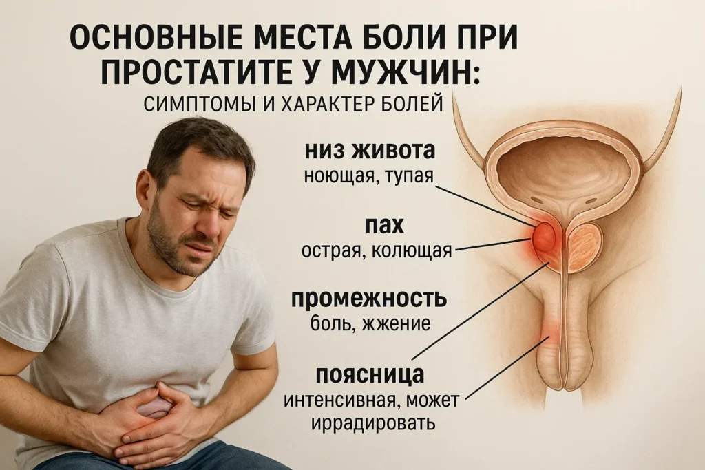 Где болит при простатит у мужчин: основные места боли