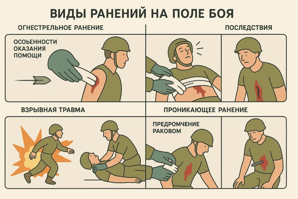 Виды ранений на поле боя: особенности оказания помощи, последствия Виды ранений на поле боя: особенности оказания помощи, последствия
