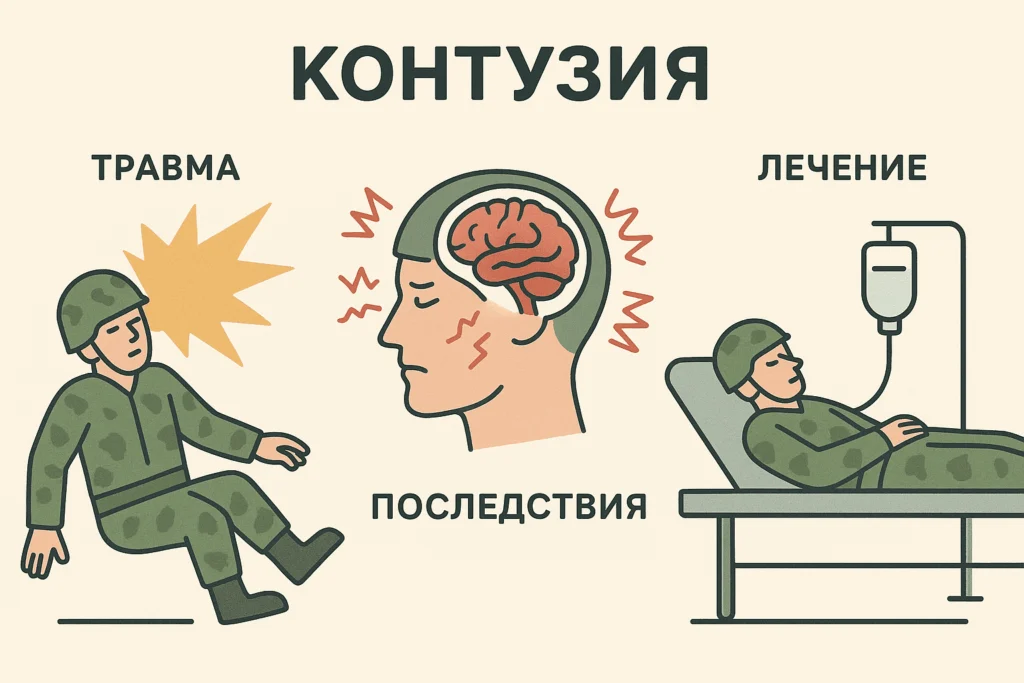 Контузия: травма у военнослужащих, последствия, лечение Контузия: травма у военнослужащих, последствия, лечение