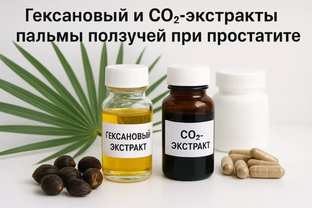 Гексановый и CO₂-экстракты пальмы ползучей при простатите и тазовой боли Гексановый и CO₂-экстракты пальмы ползучей при простатите и тазовой боли