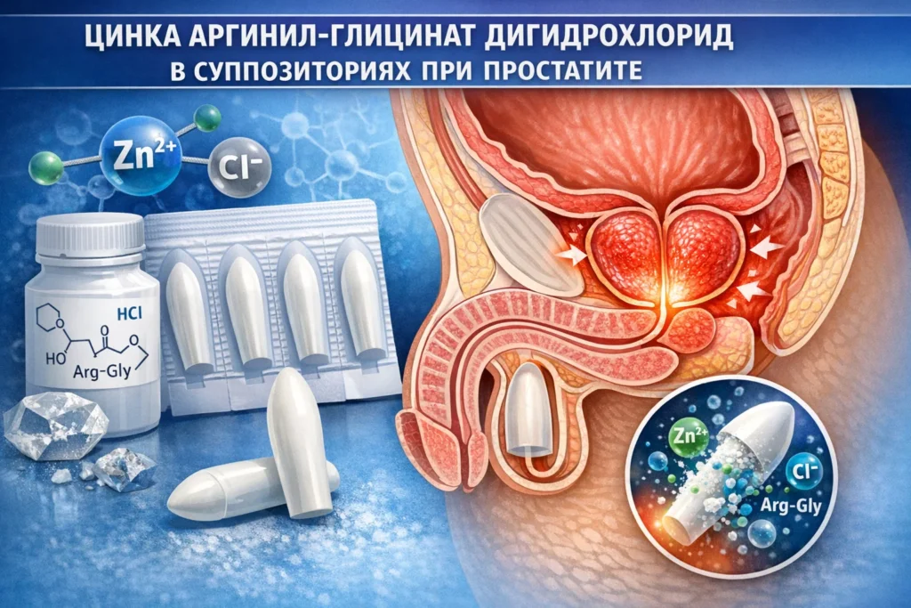 Цинк аргинил-глицинат в свечах при небактериальном простатите Цинк аргинил-глицинат в свечах при небактериальном простатите