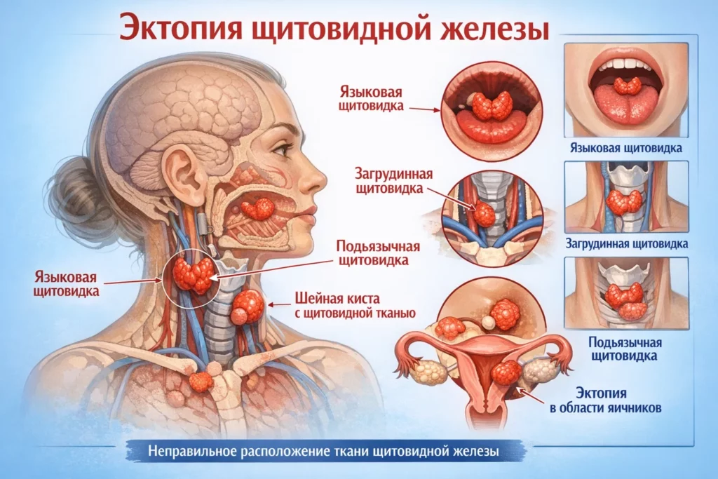 Эктопия щитовидной железы — редкая врождённая аномалия Эктопия щитовидной железы — редкая врождённая аномалия
