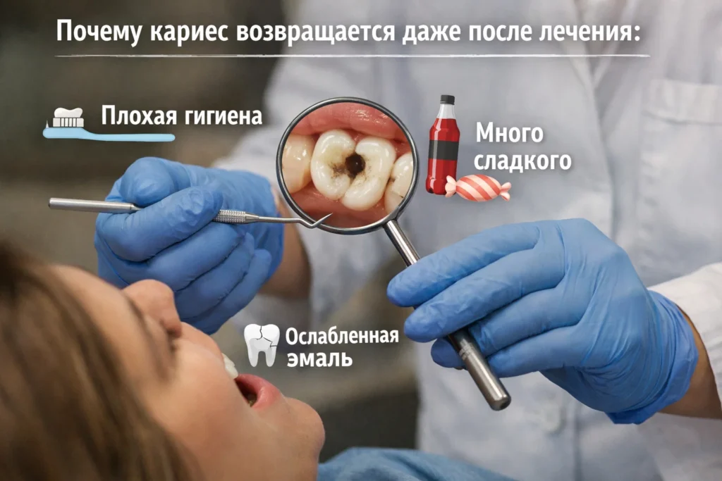 Почему кариес возвращается даже после лечения: отвечает стоматолог Почему кариес возвращается даже после лечения: отвечает стоматолог