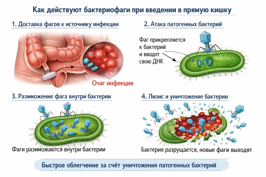 Как действуют бактериофаги при введении в прямую кишку