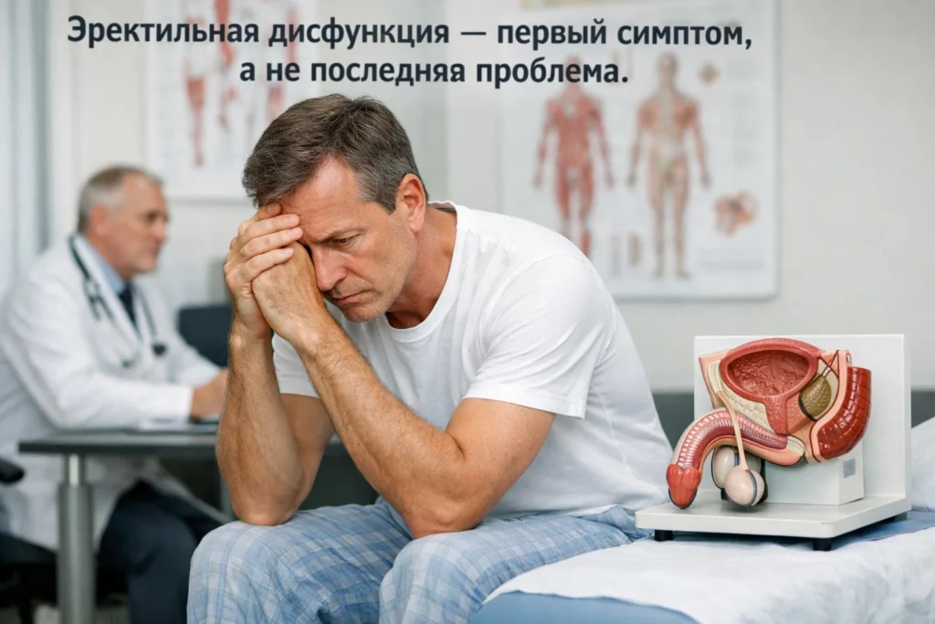 Эректильная дисфункция — первый симптом, а не последняя проблема Эректильная дисфункция — первый симптом, а не последняя проблема