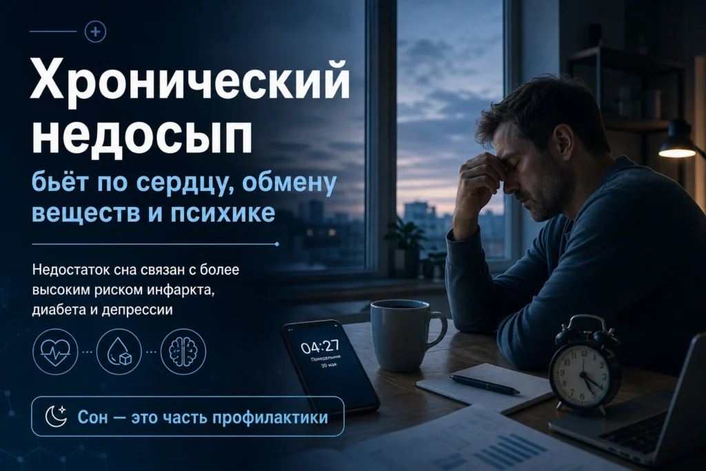 Хроническое недосыпание повышает риск инфаркта, диабета и депрессии Хроническое недосыпание повышает риск инфаркта, диабета и депрессии