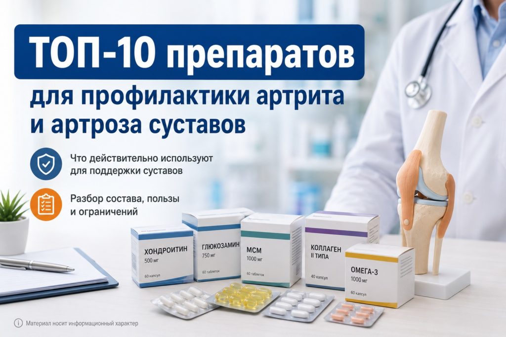 ТОП-10 препаратов для профилактики артрита и артроза суставов